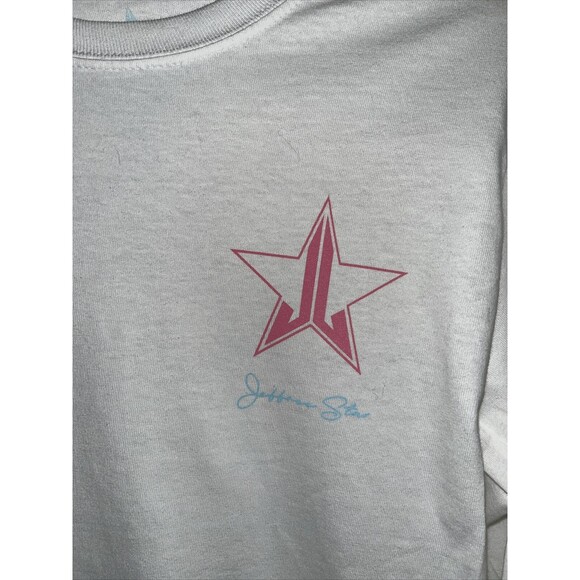 S Jeffrey start white graphic t-shirt snow flake 100%cotton long sleeve - Picture 4 of 6